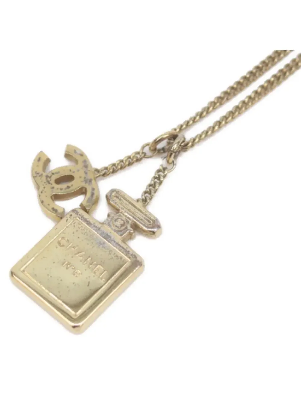 Chanel Cc Logo Pendant Necklace Gold- #288066C84B